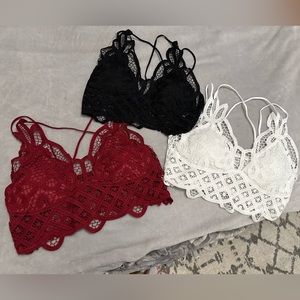 Bralette bundle lace black white red